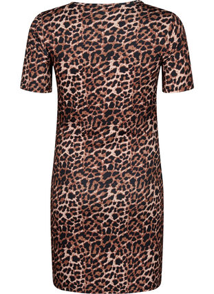Dopasowana sukienka w panterke z wycieciem, Leopard AOP, Packshot image number 1