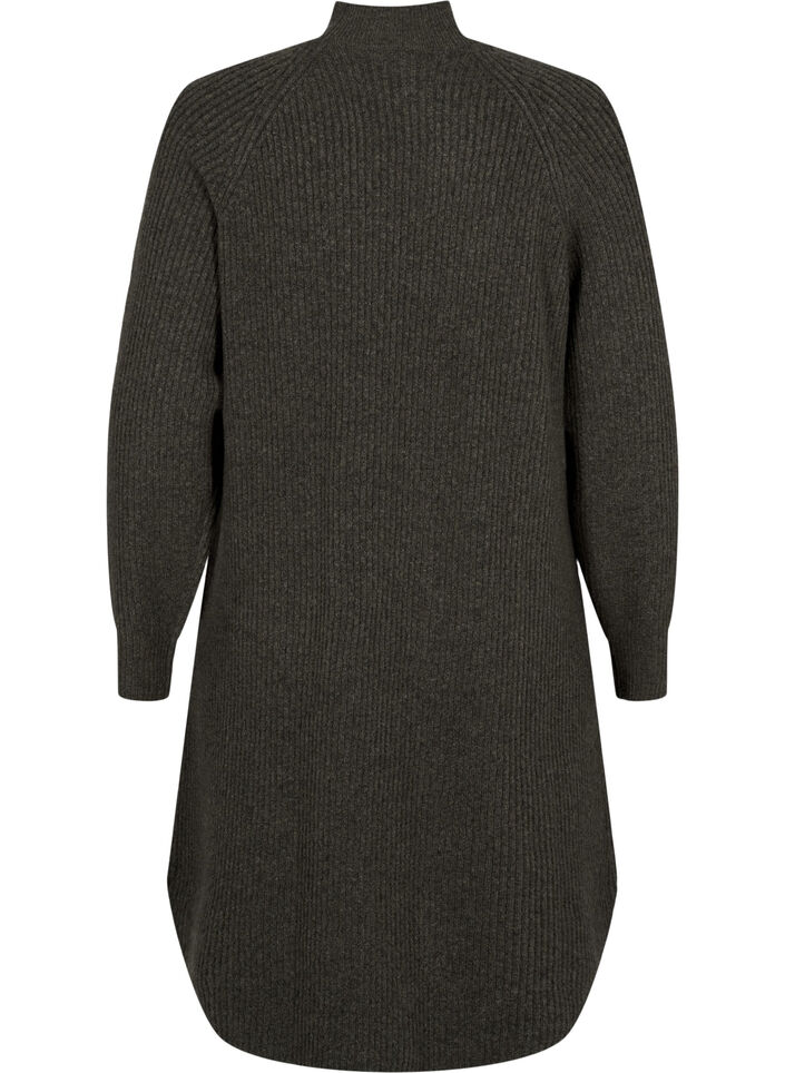 Dzianinowa sukienka z dlugimi rekawami i golfem, Sea Turtle Mel., Packshot image number 1