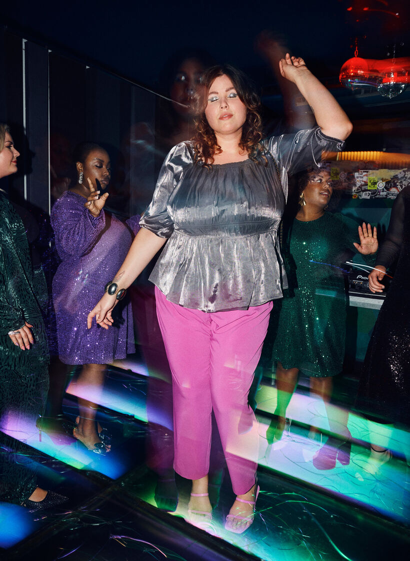 Bluzka w kolorze srebrnym z rekawem 3/4 i marszczeniem, Dark Silver, Image image number 1