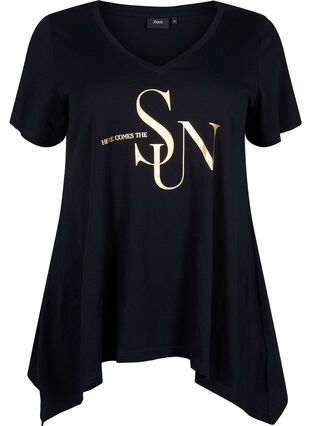 Bawelniana koszulka z krótkim rekawem, Black W. Sun, Packshot image number 0