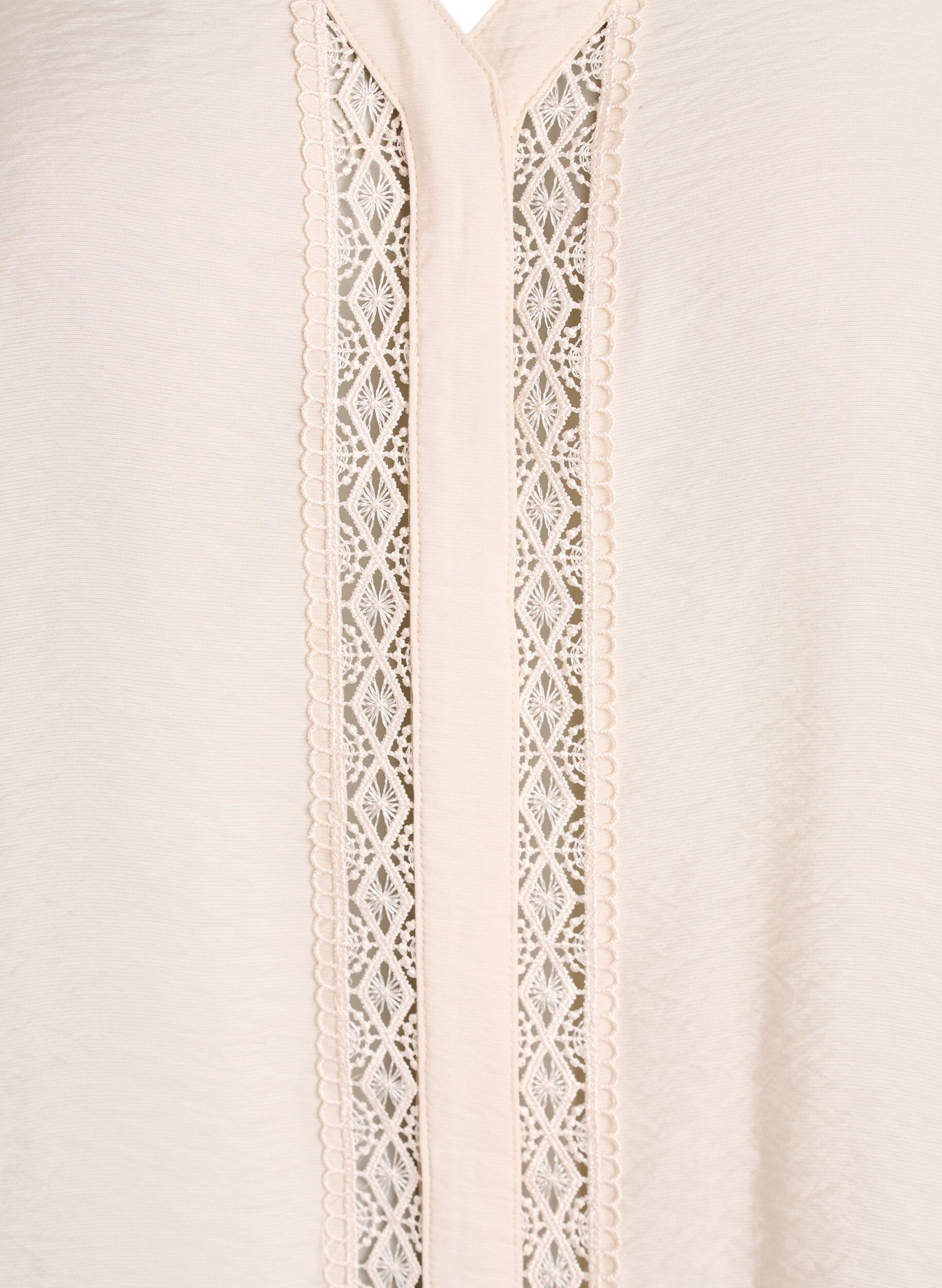 Zizzi Bluzka z dekoltem w ksztalcie litery V i haftowanymi paskami, Beżowy, Packshot image number 2