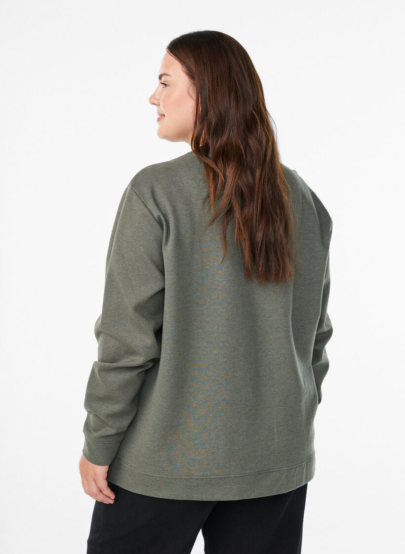 Bluza z okraglym dekoltem, Zielony, Model image number 2