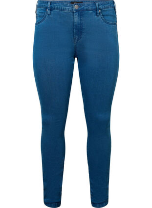 Bardzo waskie jeansy Amy z wysokim stanem, Mid Blue, Packshot image number 0