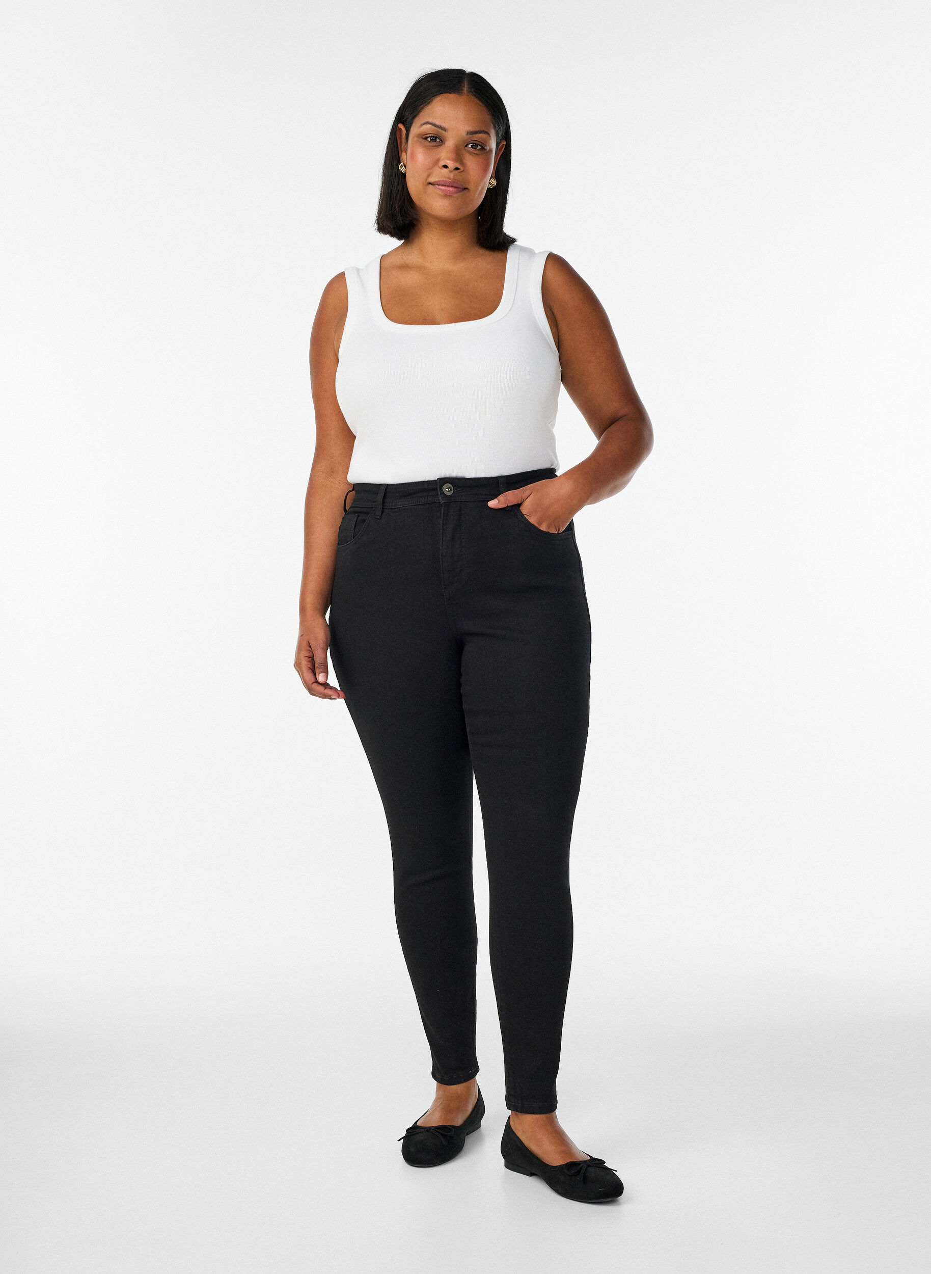 ZizziJeansy o bardzo waskim kroju, Czarne, Model image number 0