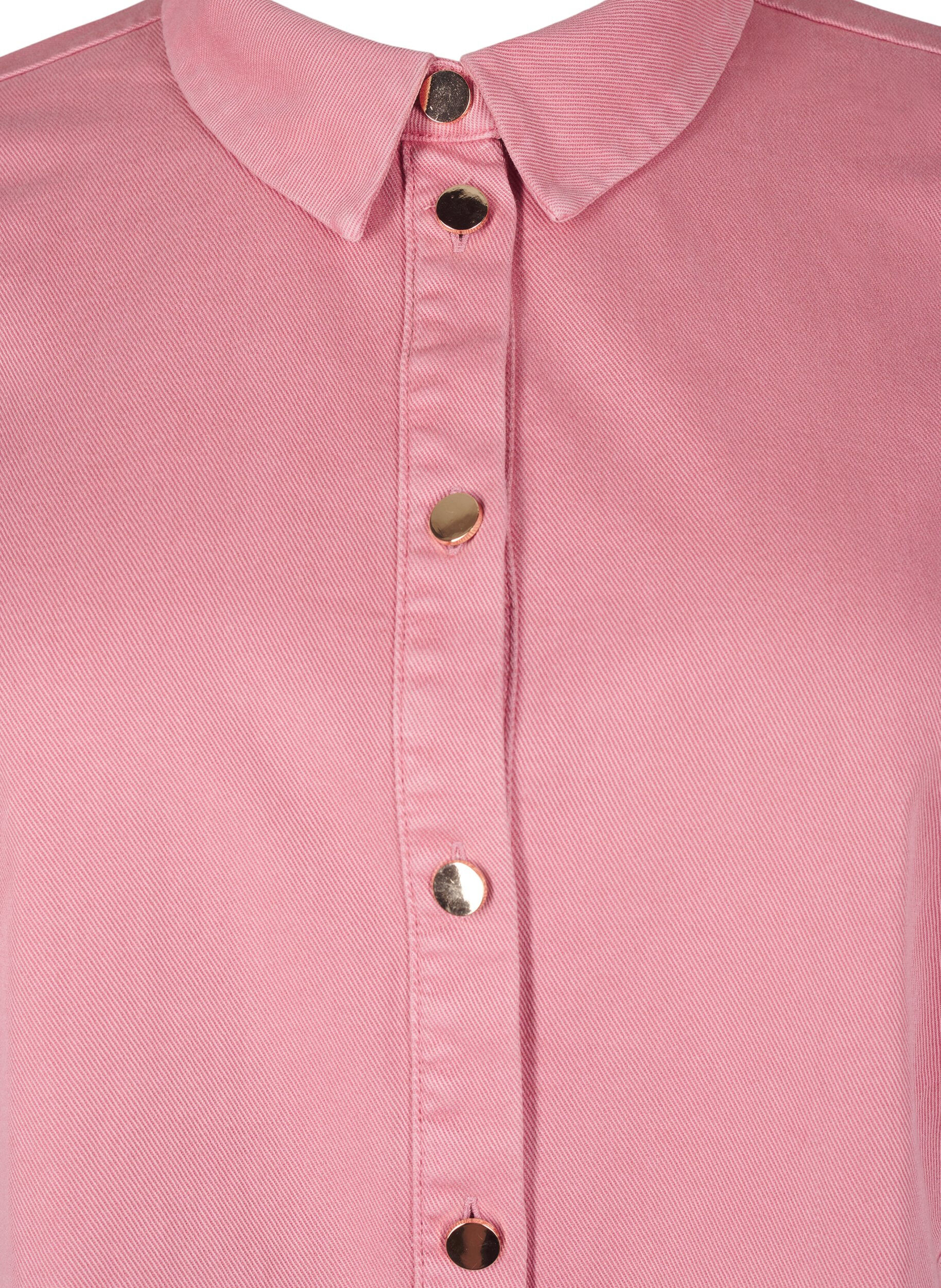 Zizzi Kolorowa dzinsowa sukienka koszulowa z detalami z siateczki, Heather Rose, Packshot image number 2