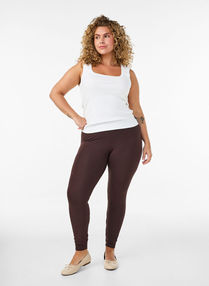 Legginsy z wiskozy w stylu basic, Brązowy, Model image number 1