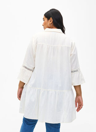 Tunika z bawelny organicznej z kobiecymi detalami, Antique White, Model image number 1