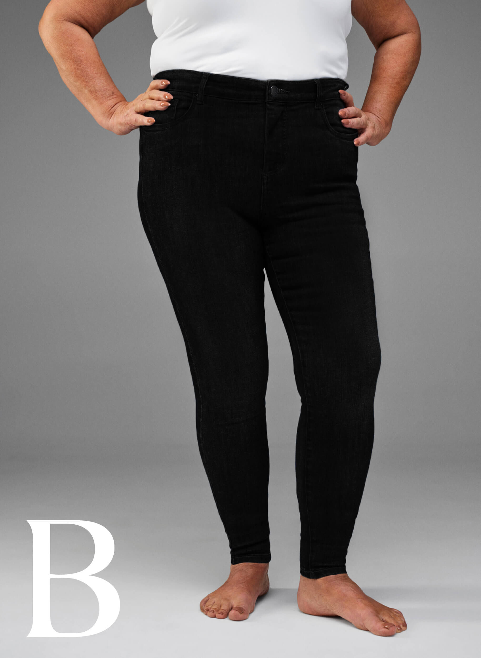 Zizzi Super slim jeans with high waist, Black, Model image number 4