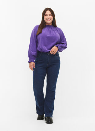 Wiskozowa bluzka z dlugimi rekawami i marszczeniami, Prism Violet, Model image number 2