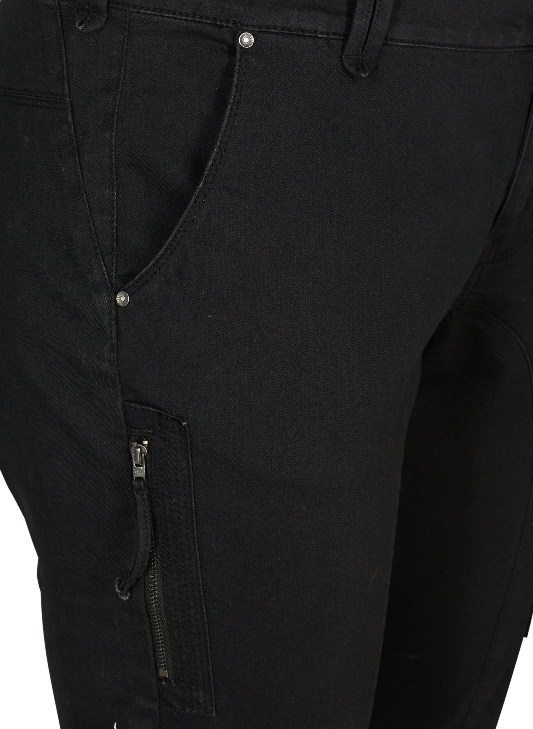 ZizziJeansy capri o dopasowanym kroju z kieszeniami, Czarne, Packshot image number 2