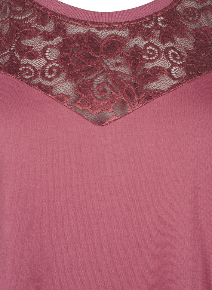 Bluza z koronkowymi detalami, Rose Brown, Packshot image number 2