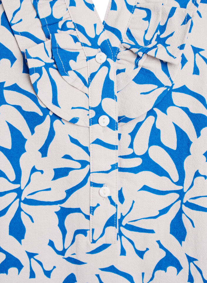 Bawelniana bluzka w paski z rekawem 3/4, Niebieskie, Packshot image number 2