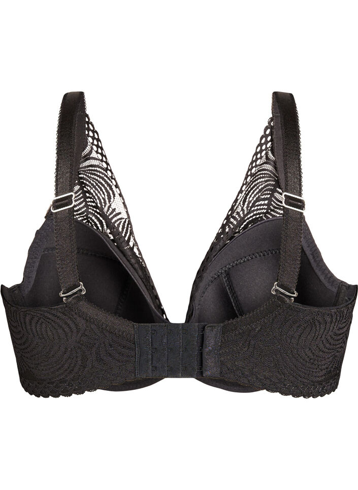 Koronkowy biustonosz z usztywnianymi miseczkami, Czarne, Packshot image number 1