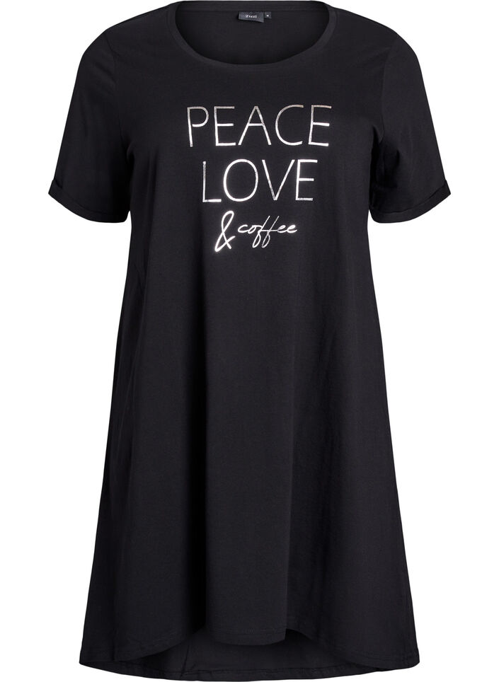 Koszula nocna z krótkim rekawem, wykonana z bawelny organicznej, Czarne, Packshot image number 0