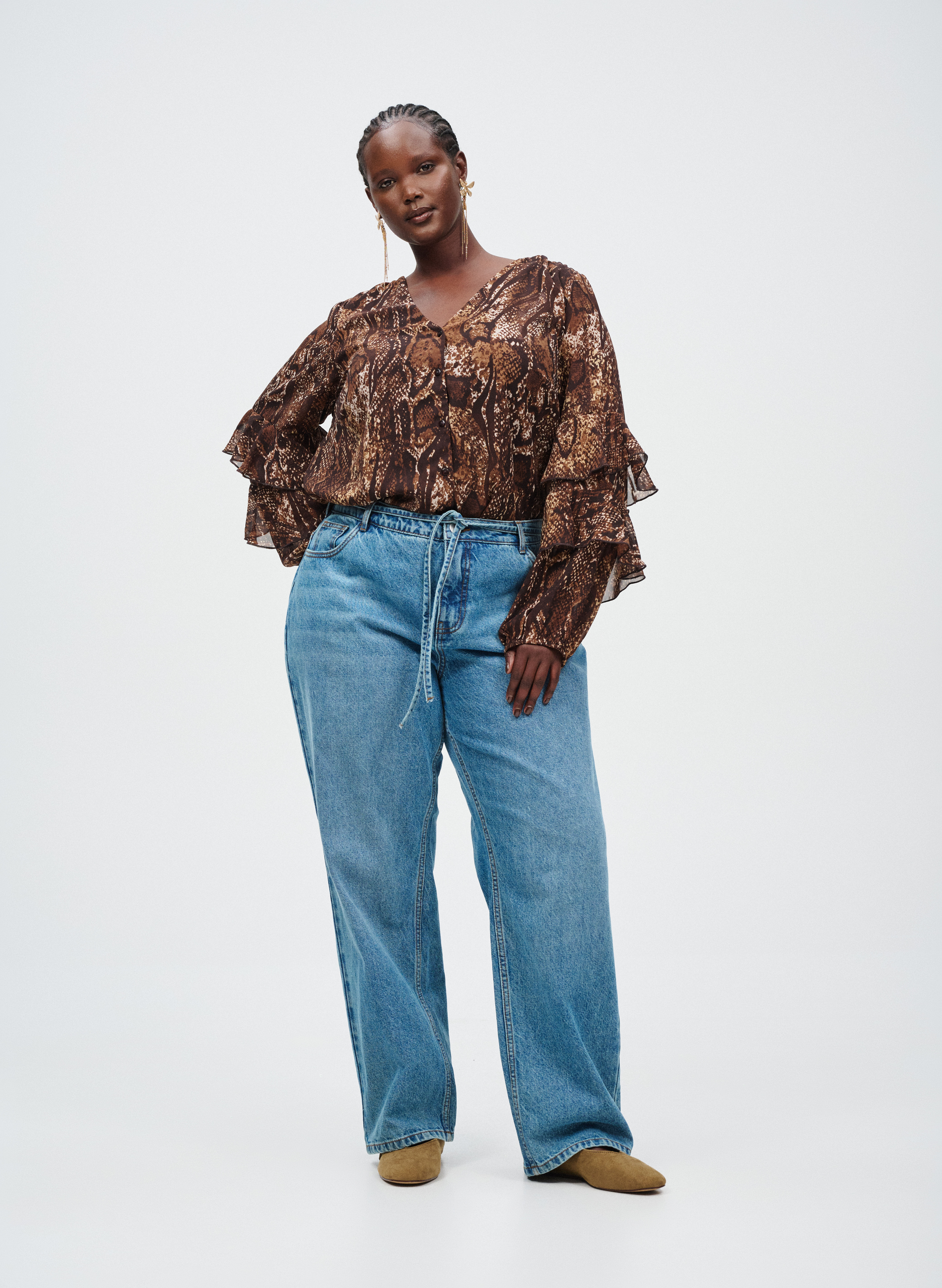 Zizzi Bluzka z falbankami, , Model