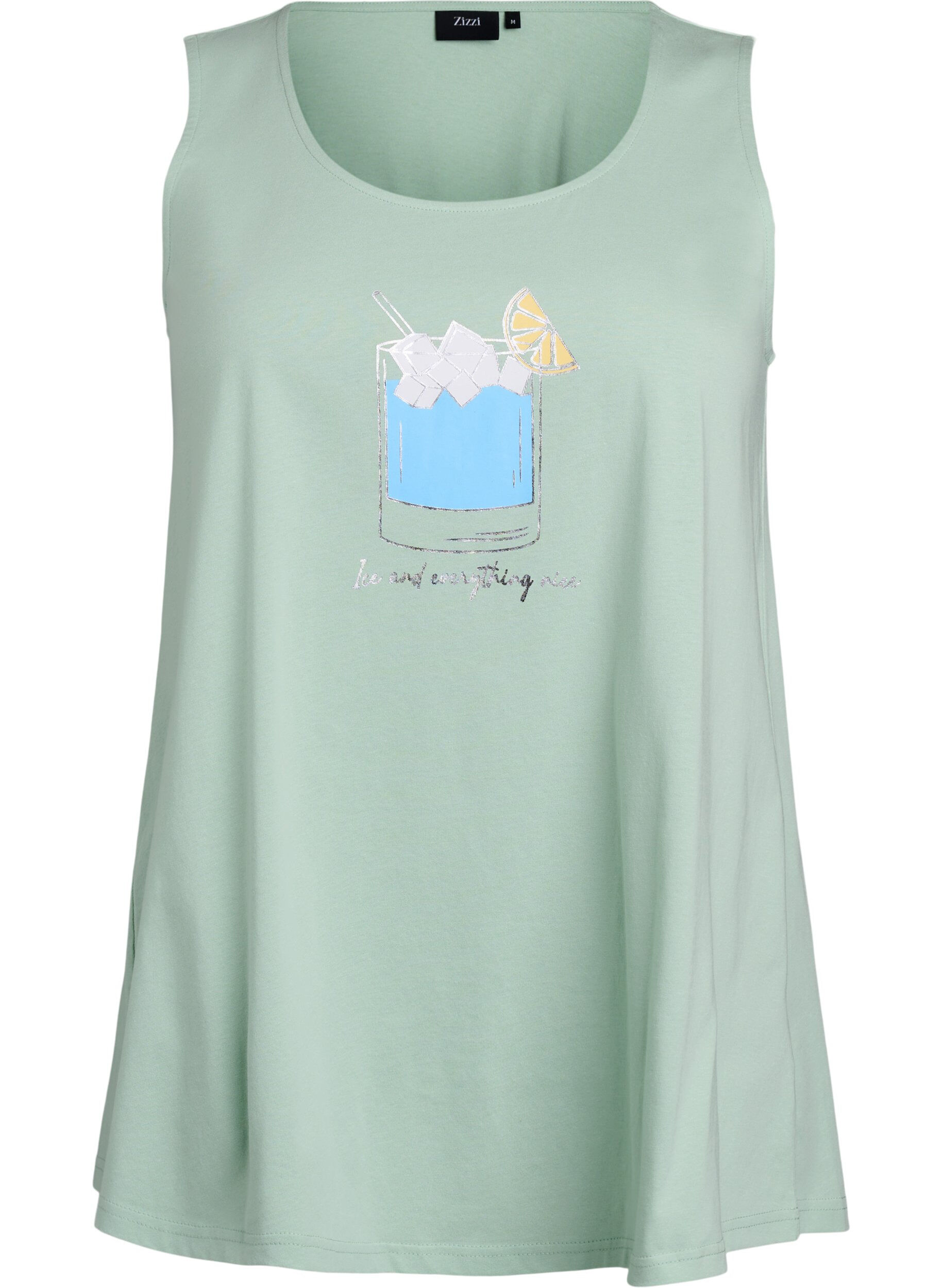 Zizzi Bawelniany top o&nbsp;rozszerzanym fasonie, Zielony, Packshot image number 0