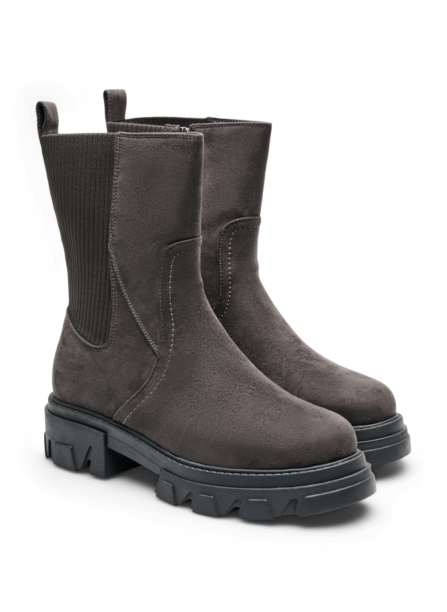 ZizziMasywne botki z syntetycznego zamszu, Brązowy, Packshot image number 1