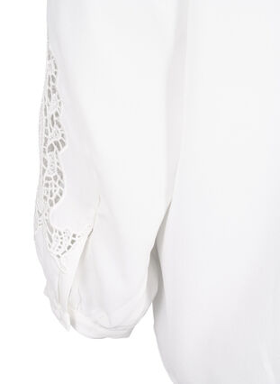 Bluzka z dlugim rekawem z szydelkowymi wzorem, Bright White, Packshot image number 4