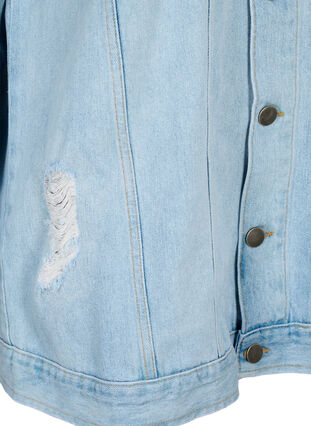 Luzna kurtka jeansowa z przetartymi detalami, Light blue denim, Packshot image number 3