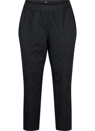 Bawelniano-lniane spodnie z kieszeniami, Black, Packshot image number 0