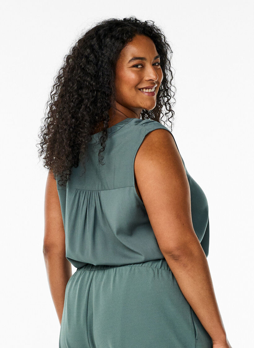 FLASH - Wiskozowa bluzka bez rekawów, Zielony, Model image number 2