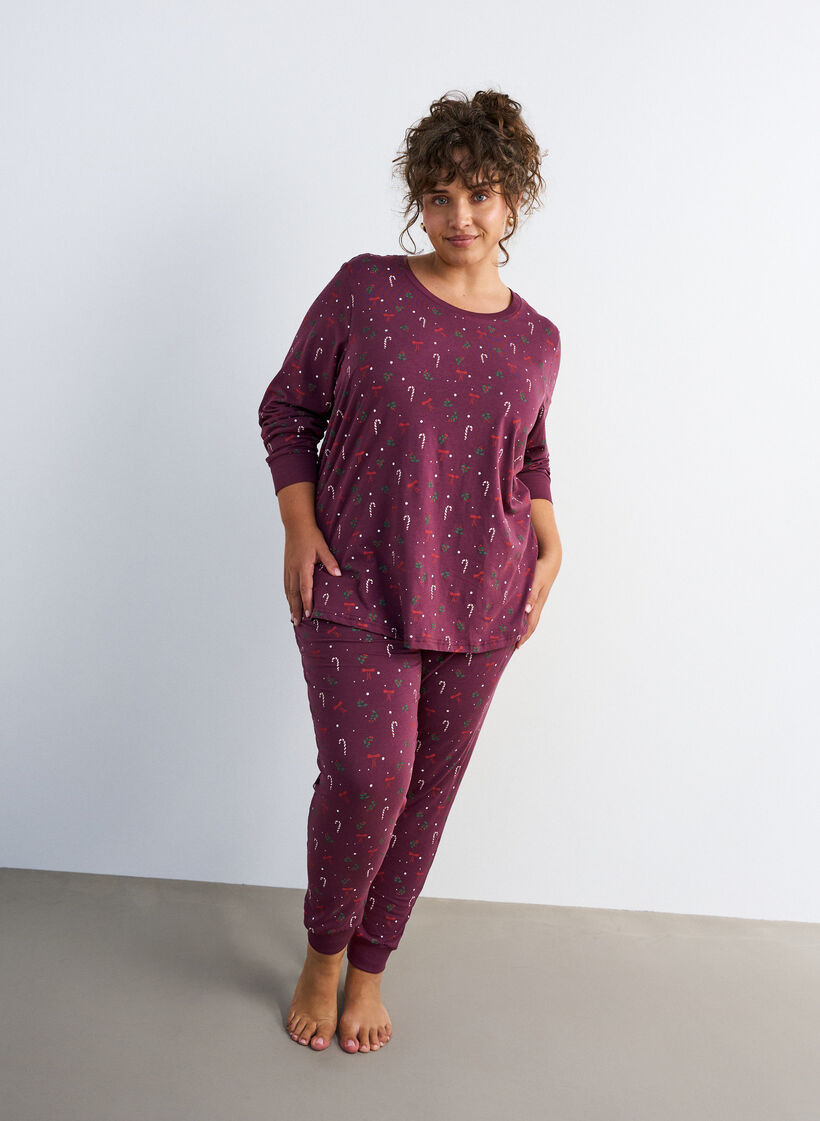 Wzorzysty top nocny, Ciemnobordowy, Model image number 1
