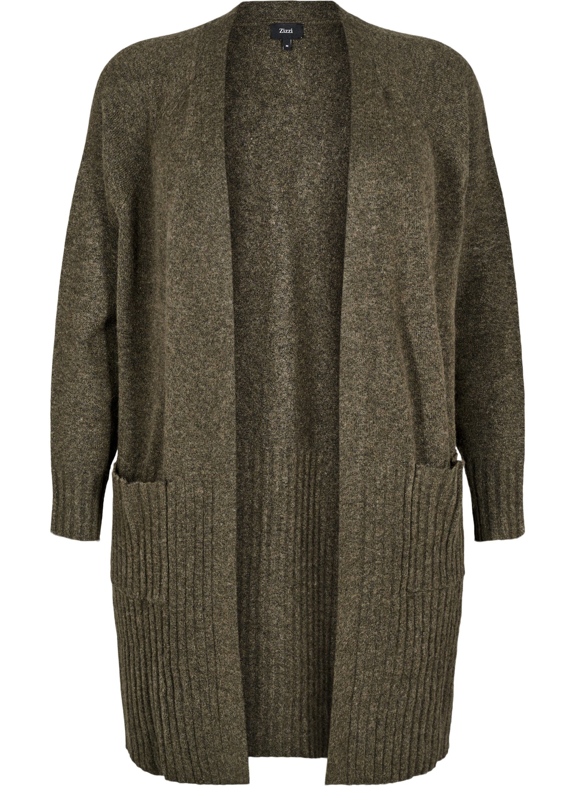 Zizzi Dlugi kardigan z kieszeniami, Sea Turtle Mel., Packshot image number 0