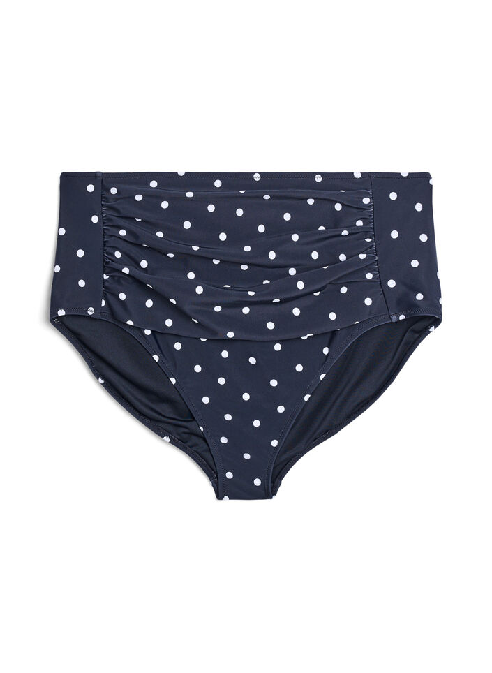 Doly bikini z wysokim stanem w groszki, Czarne, Packshot image number 0