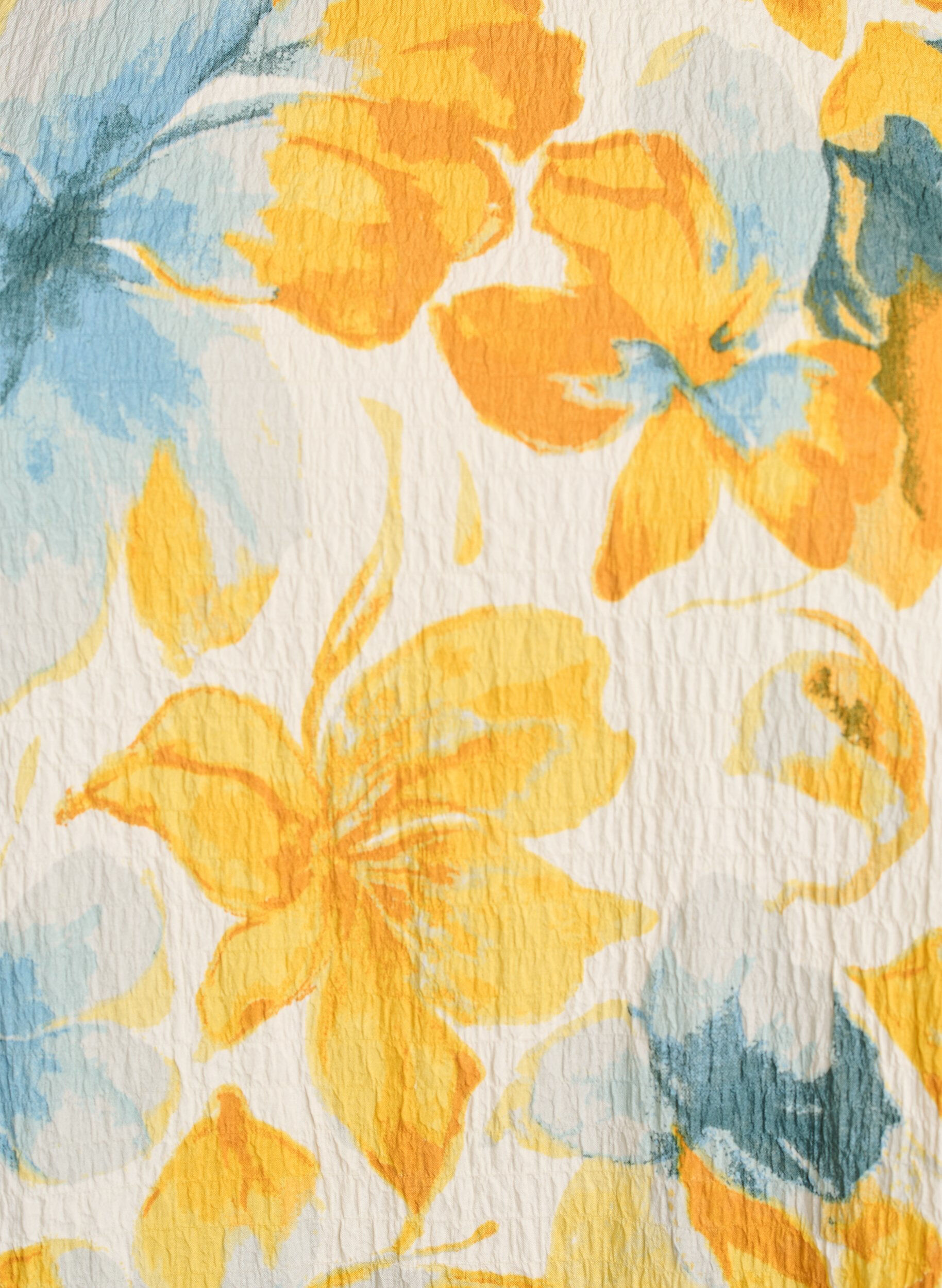 ZizziKr&oacute;tka sukienka o marszczonej fakturze z kr&oacute;tkimi rekawami, Ż&oacute;łty, Packshot image number 2