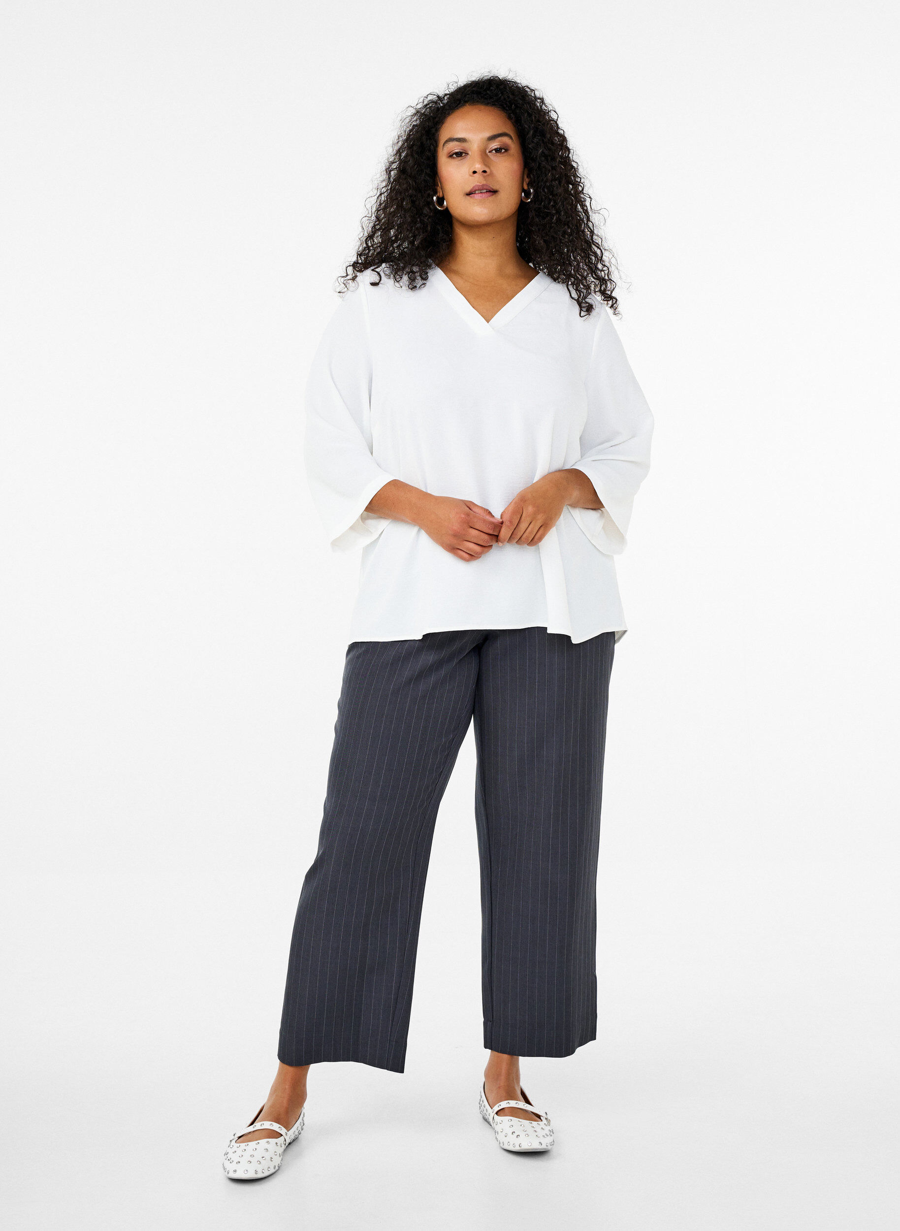 ZizziBluzka z rekawem 3/4, Biały, Model image number 1