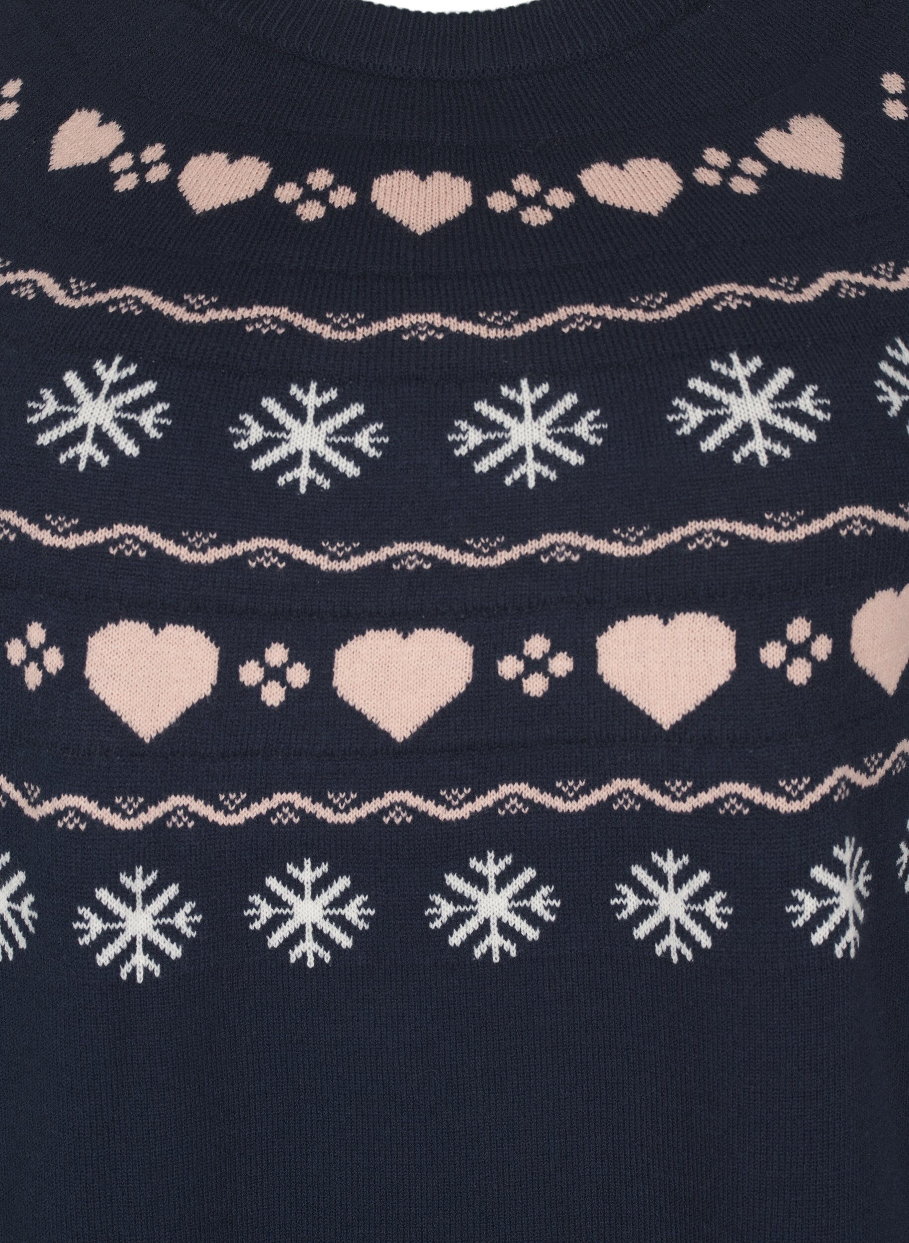 Zizzi Dzianinowy top z dlugimi rekawami i bozonarodzeniowym motywem, Navy Blazer Comb, Packshot image number 2