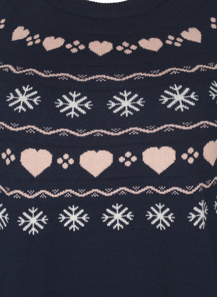 Dzianinowy top z dlugimi rekawami i bozonarodzeniowym motywem, Navy Blazer Comb, Packshot image number 2