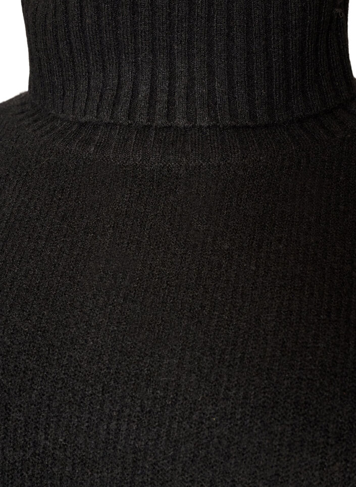 Sweter o luznym splocie z golfem, Czarne, Packshot image number 2