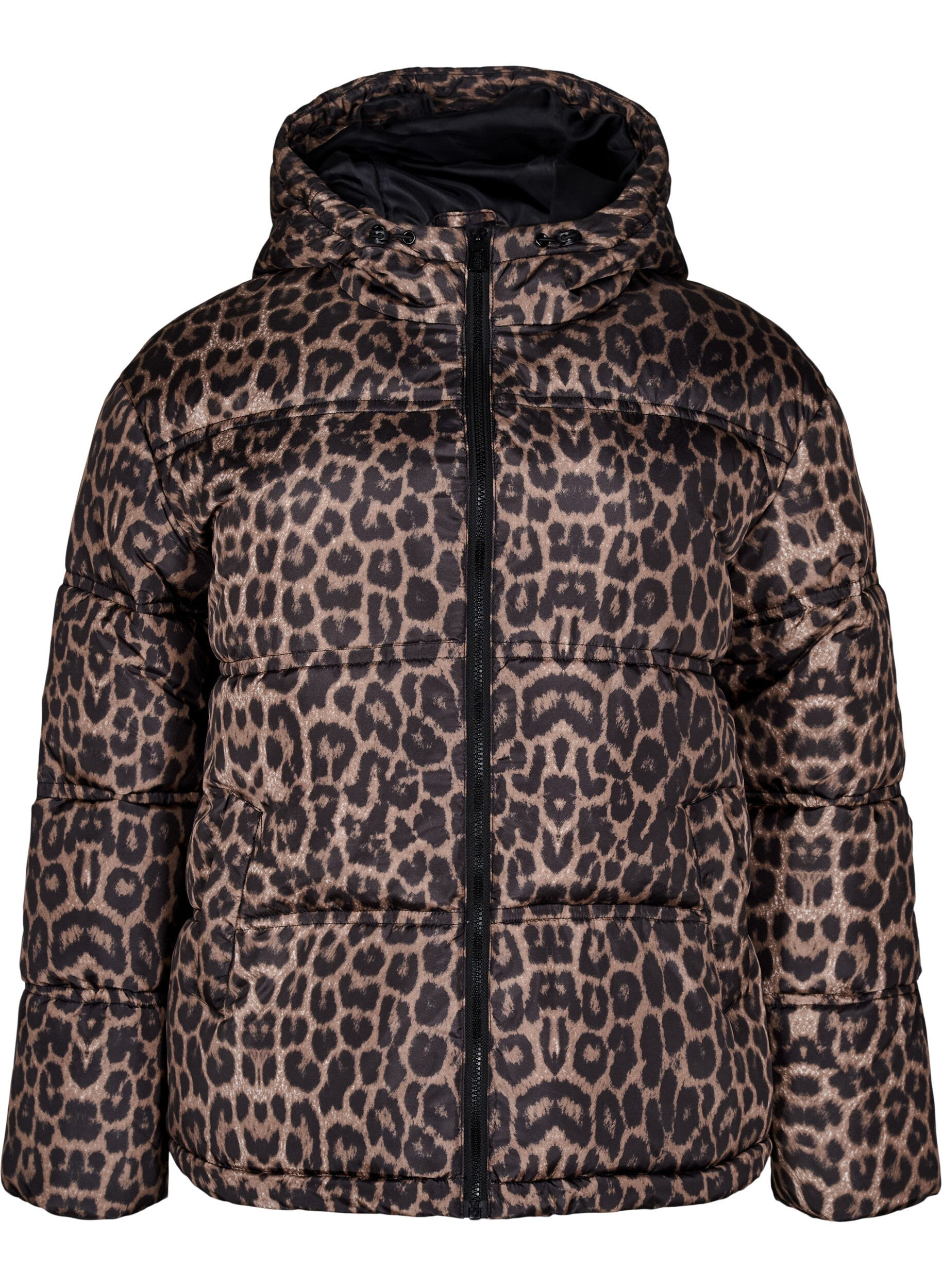 Kr&oacute;tka kurtka puchowa z kapturem i dwustronnym zamkiem blyskawicznym