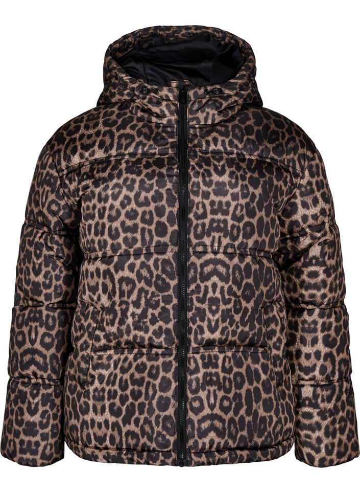 Krótka kurtka puchowa z kapturem i dwustronnym zamkiem blyskawicznym, Czarne, Packshot image number 0