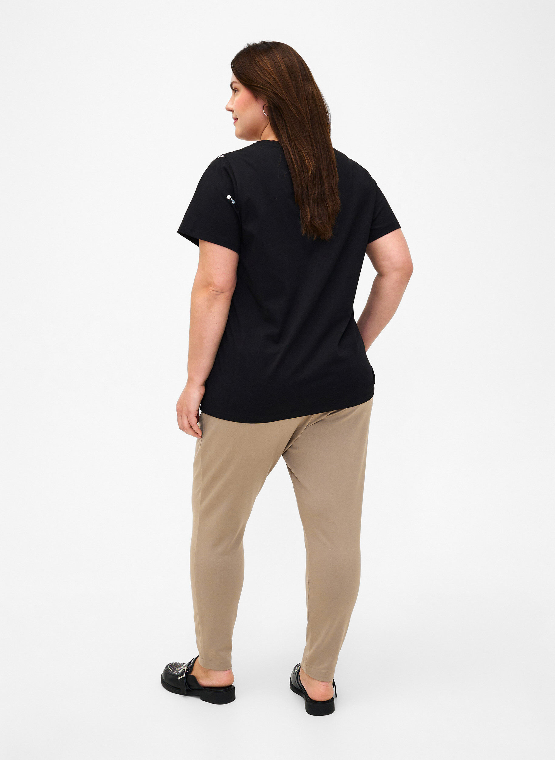 Zizzi Spodnie nad kostke z kieszeniami, Beżowy, Model image number 1