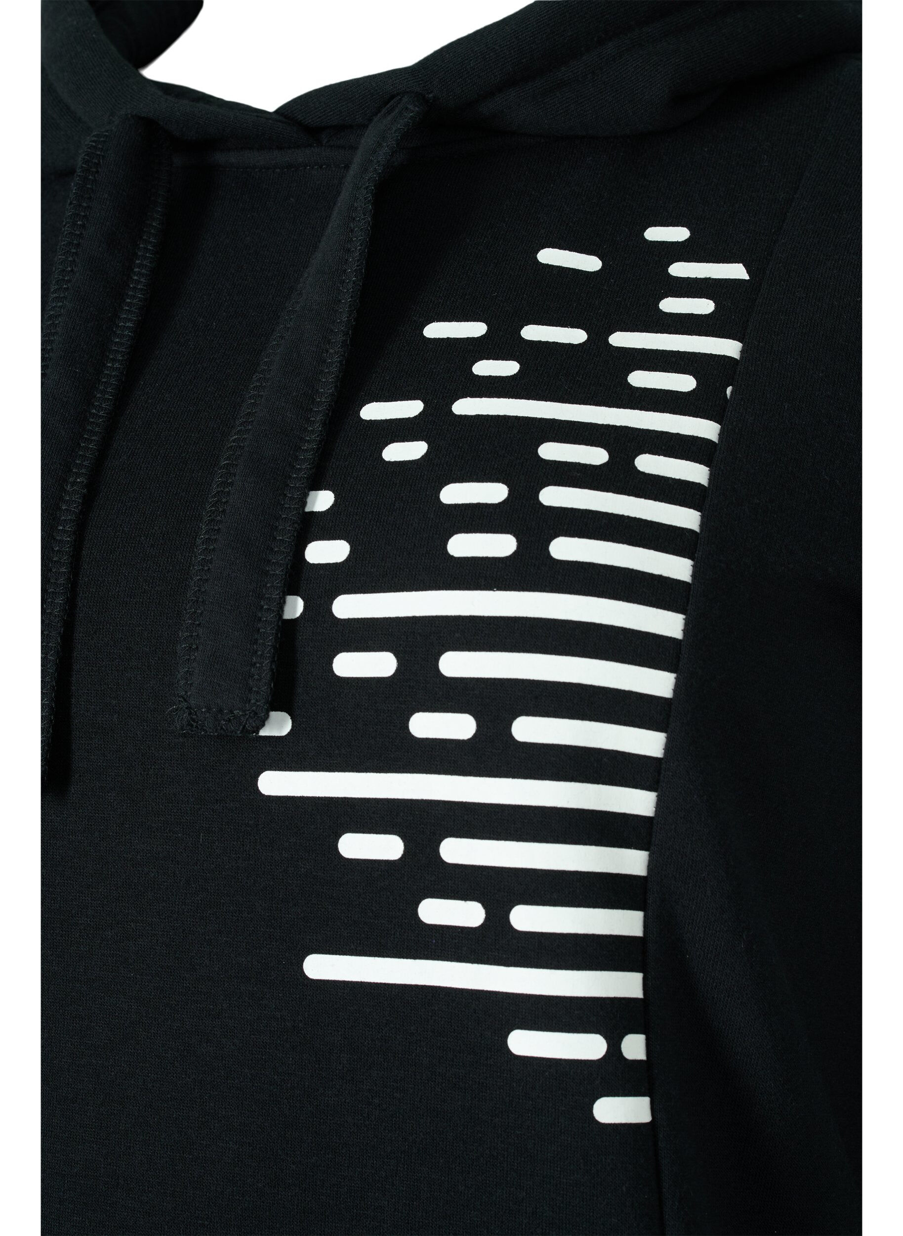 Zizzi Long sweatshirt with hood and pockets, Black, Packshot image number 2
