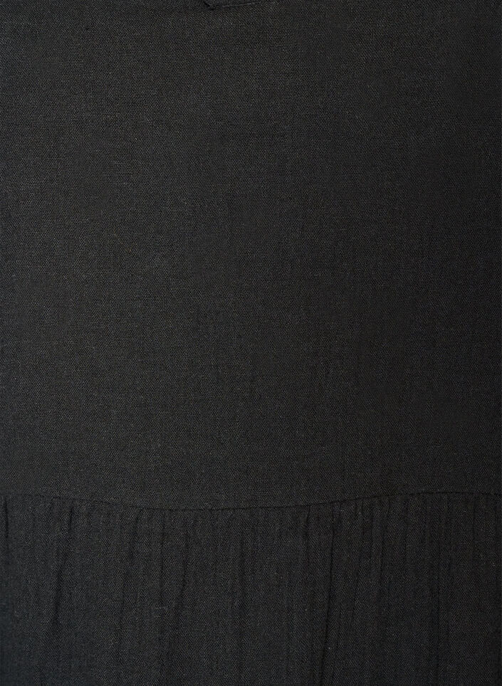 Sukienka midi w kroju A z bawelnianej musliny, Czarne, Packshot image number 2