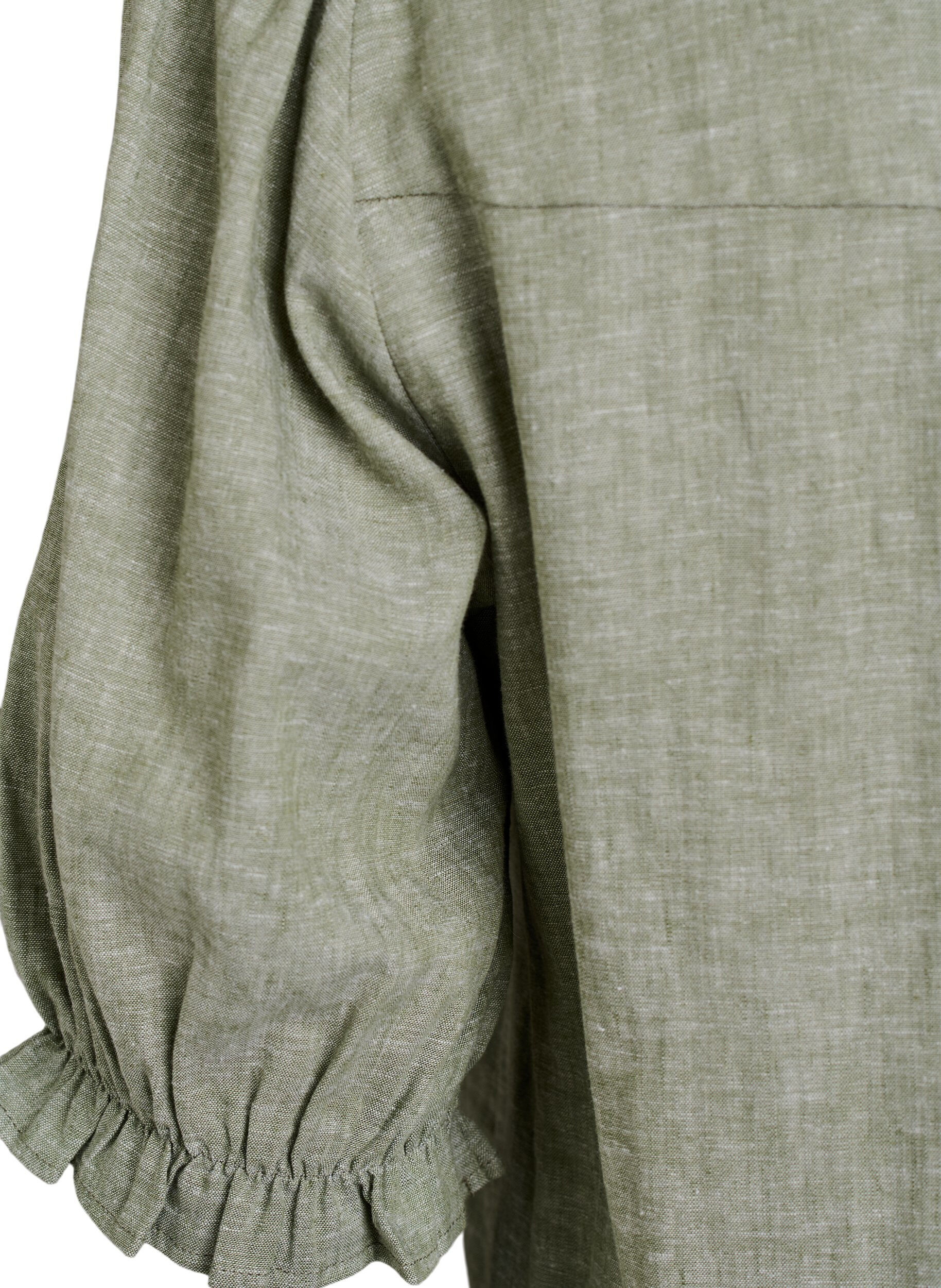 Zizzi Bluzka z lnu i wiskozy z rekawami 1/2, Zielony, Packshot image number 3