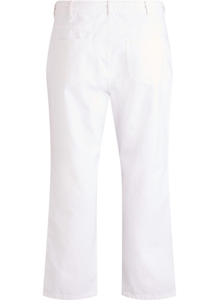 Dzinsy o prostym kroju z paskiem do wiazania, Biały, Packshot image number 1