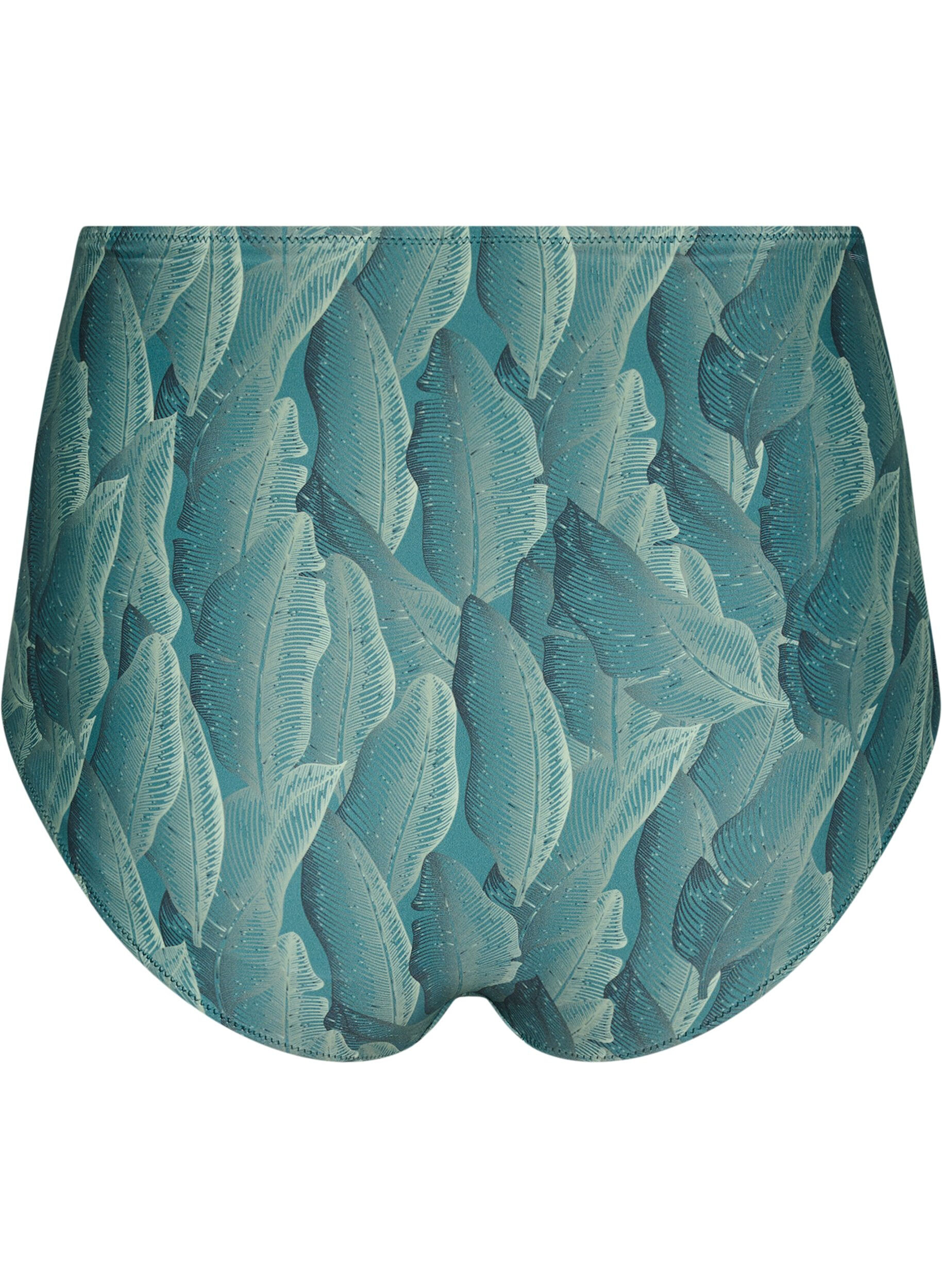 Zizzi Figi damskie bikini z nadrukiem i wysokim stanem, Zielony, Packshot image number 1