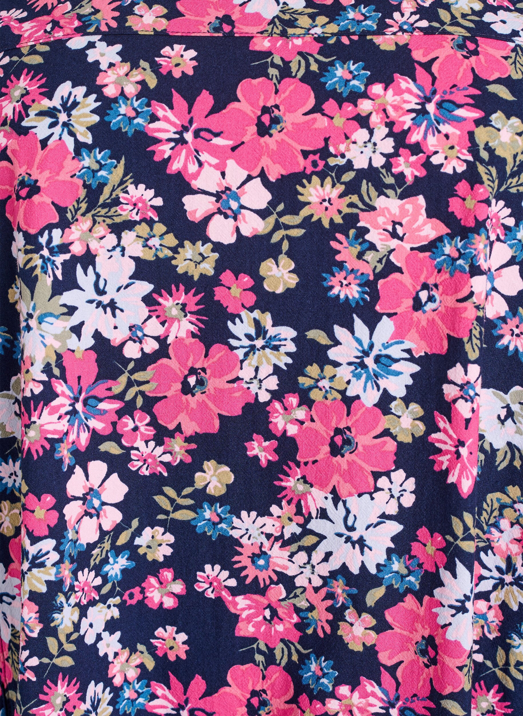 Zizzi Bawelniana sukienka z kr&oacute;tkim rekawem i nadrukiem, Niebieskie, Packshot image number 2