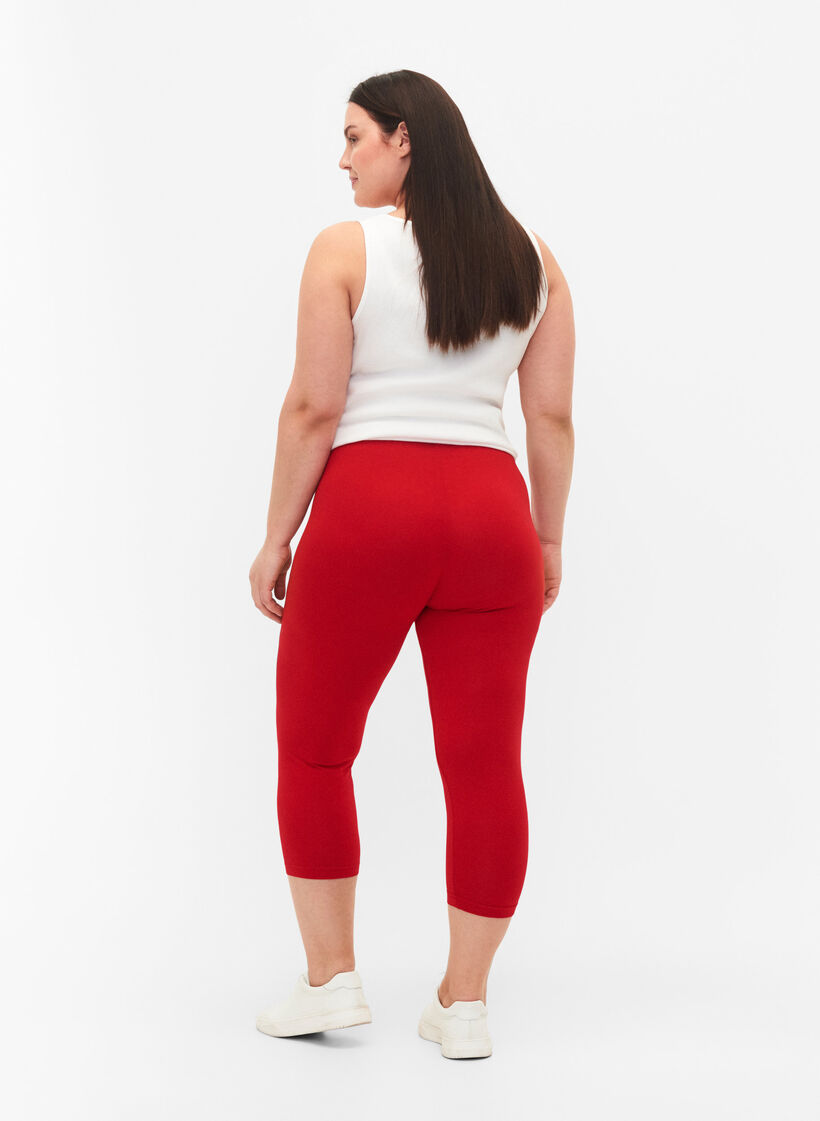 3/4-length wiskozowe legginsy w stylu basic, Czerwony, Model image number 2