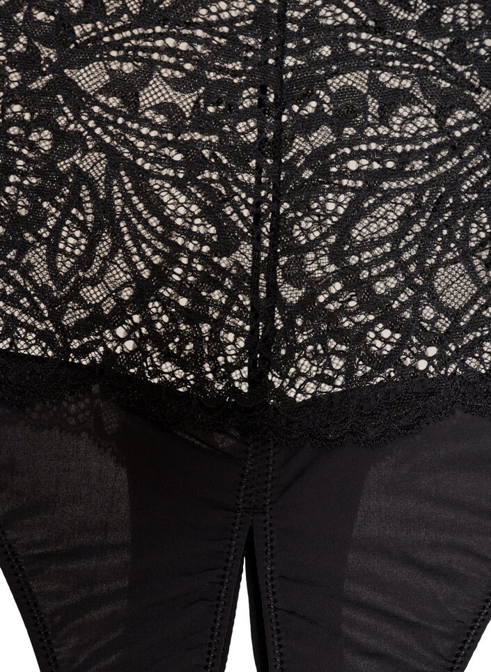 Stringi hipster z otwartym krokiem, z koronka i wysokim stanem, Czarne, Packshot image number 2