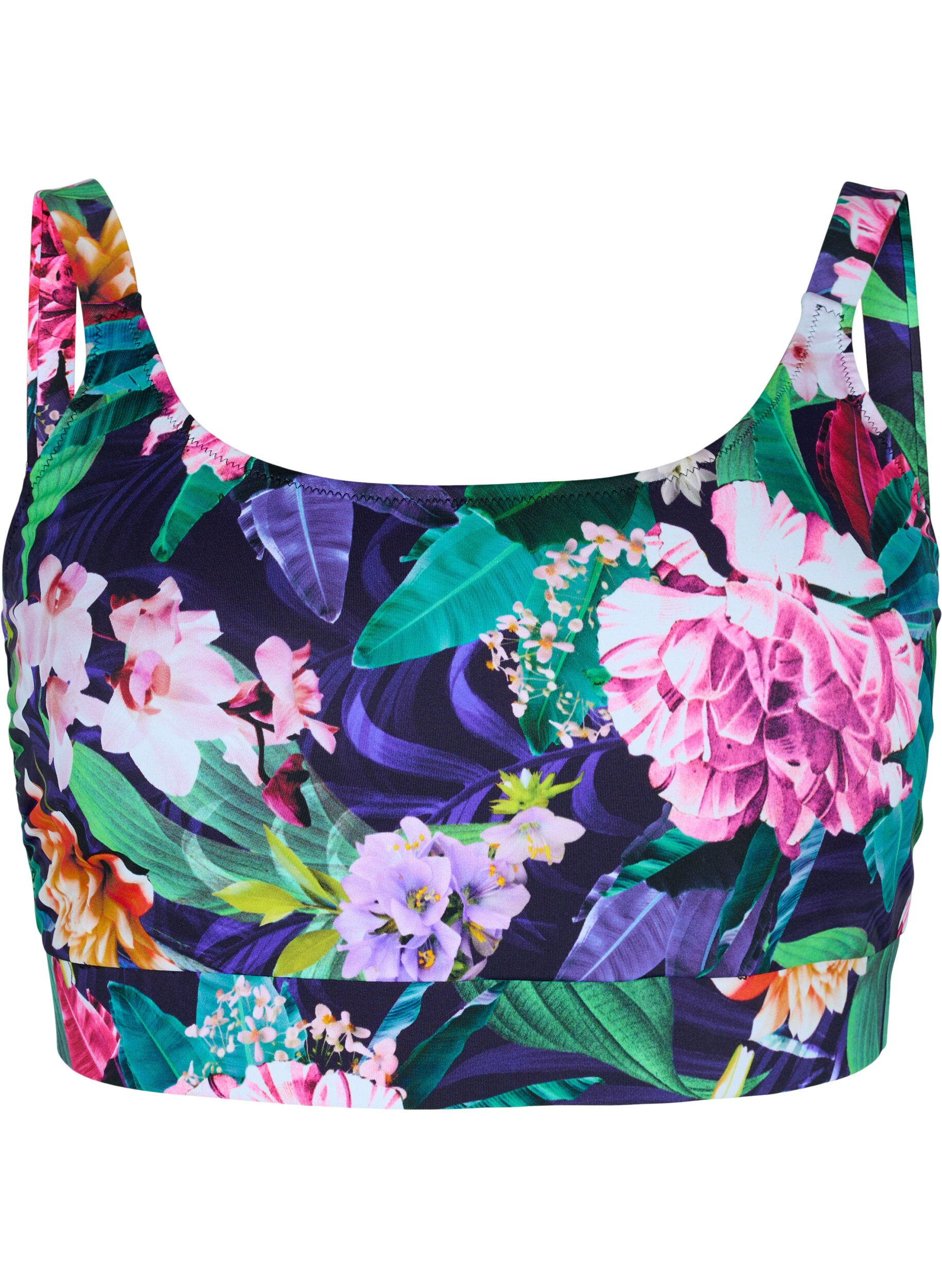 Zizzi Bikini top with adjustable shoulder straps, Flower Print, Packshot image number 0