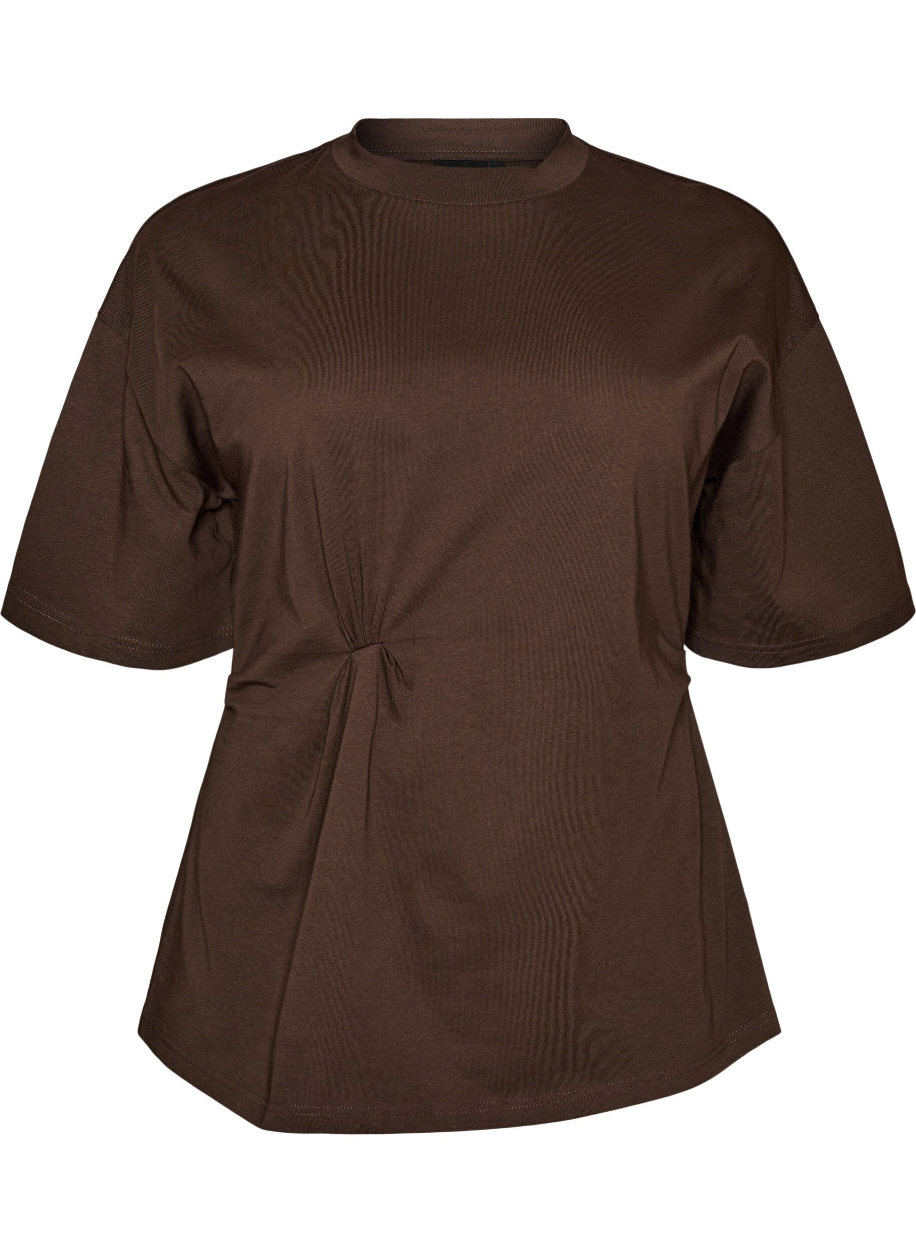ZizziT-shirt z drapowaniem, Brązowy, Packshot image number 0