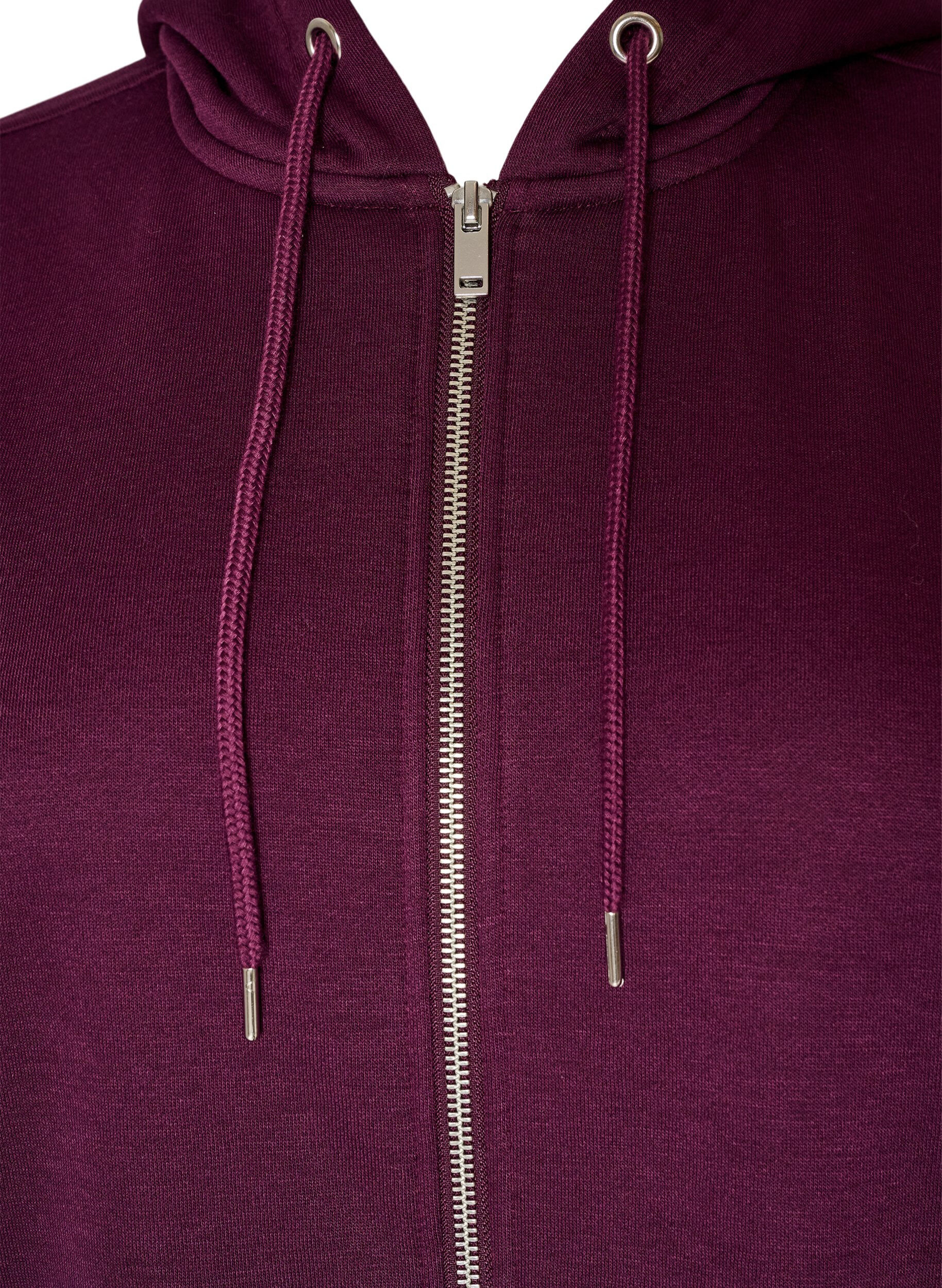 ZizziDluga bluza z kapturem, zamkiem blyskawicznym i kieszeniami, Fioletowy, Packshot image number 2