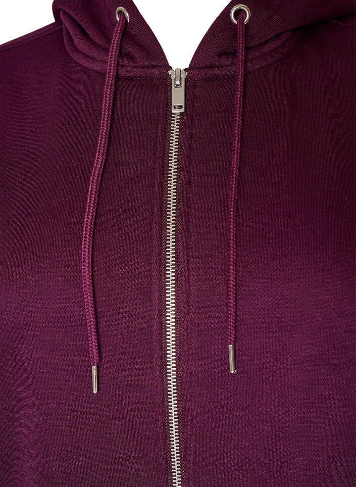 Dluga bluza z kapturem, zamkiem blyskawicznym i kieszeniami, Fioletowy, Packshot image number 2