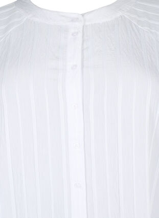 Dluga koszula z wiskozy ze struktura w paski, Bright White, Packshot image number 2