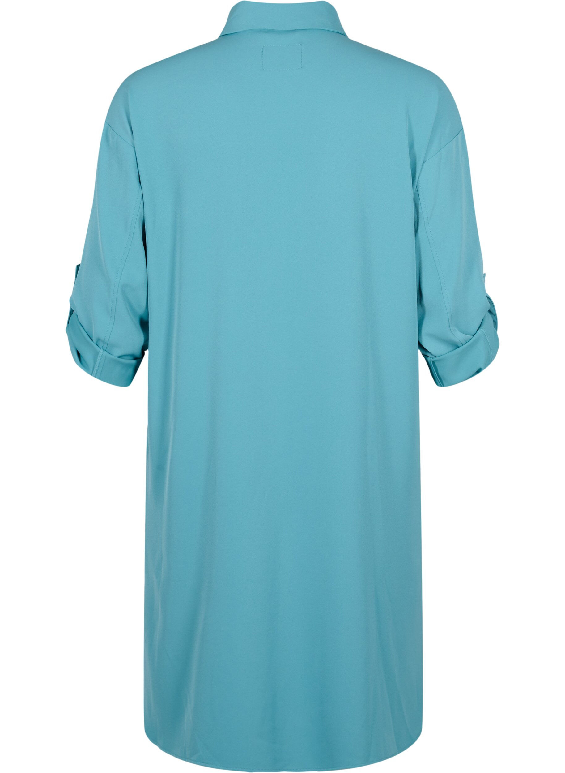 Zizzi Dluga kurtka-sukienka z zapieciem na guziki, Brittany Blue, Packshot image number 1